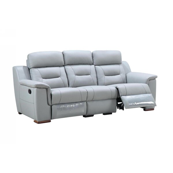 Homeroots 90 x 41 x 41 in. Modern Gray Leather Reclining Sofa - 343839