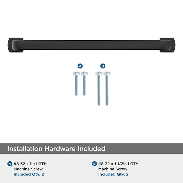 Amerock Surpass 7-9/16 inch 192mm Center-to-Center Matte Black Cabinet Pull - BP55520FB