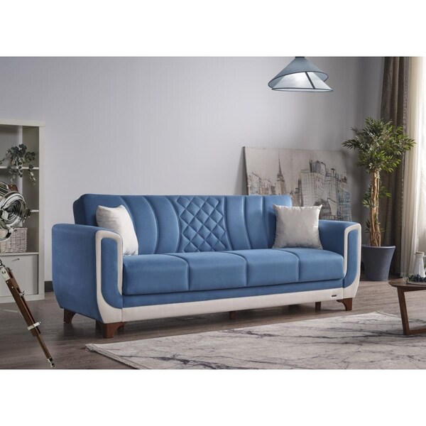 Kd Bufe 35 x 92 x 31 in. Berre 3 Seat Convertibel Sleeper Sofa, Blue - KD2987169