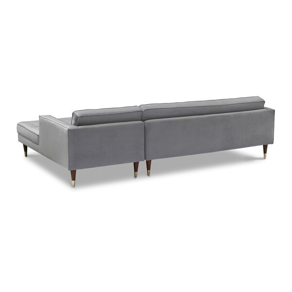 Armen Living Somerset Gray Velvet Mid Century Modern Right Sectional Sofa - LCSMSEGRY