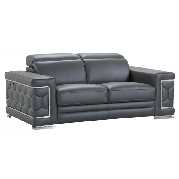 Gfancy Fixtures Dark Gray Sturdy Leather Loveseat, 29 x 71 x 41 in. - GF3088522