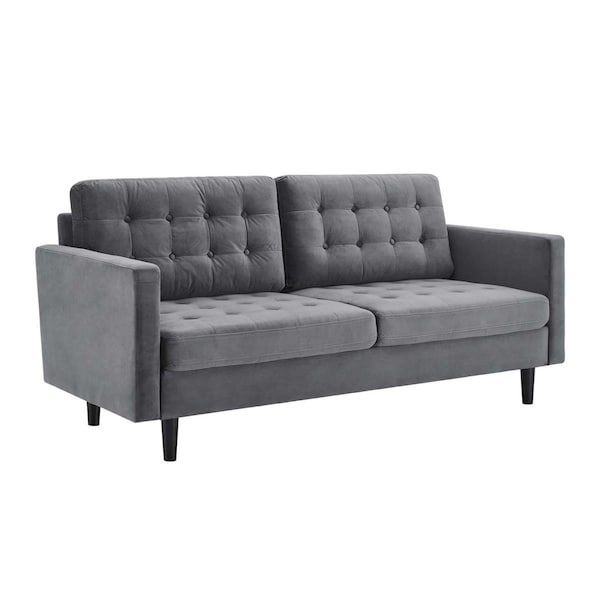 Modway Furniture 34 x 75 x 33 in. Exalt Tufted Performance Velvet Sofa, Gray - EEI-4444-GRY