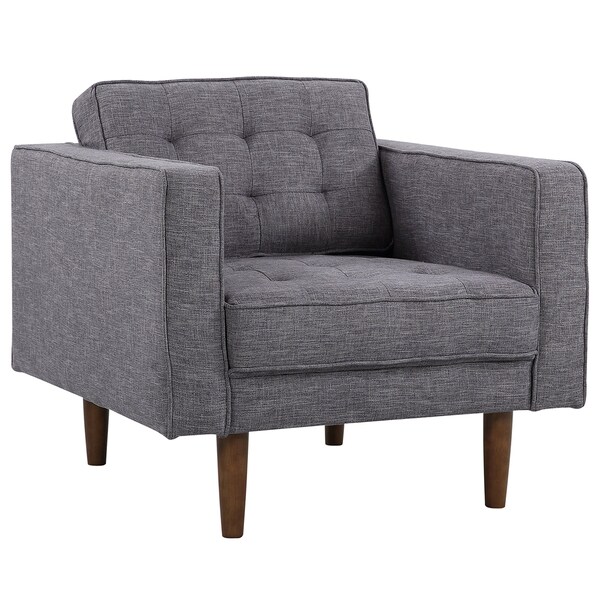 Armen Living Element Mid-Century Modern Chair in Dark Gray Linen and Walnut Legs - LCEL1DG
