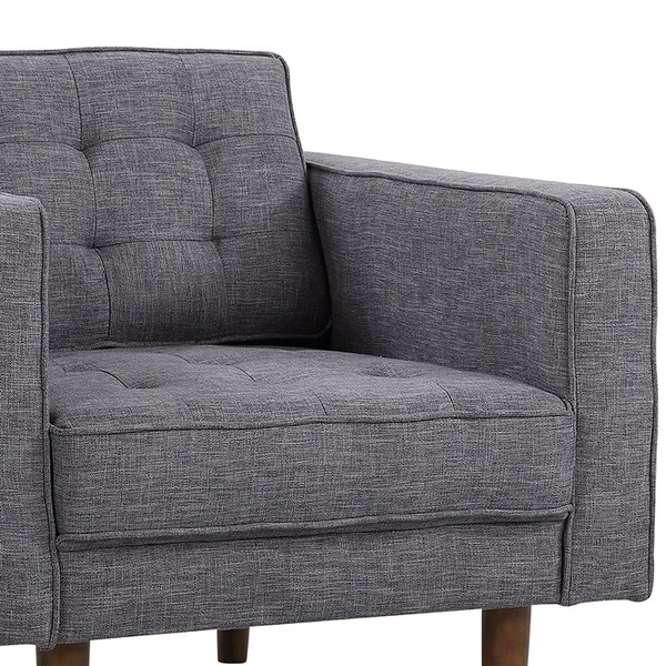 Armen Living Element Mid-Century Modern Chair in Dark Gray Linen and Walnut Legs - LCEL1DG
