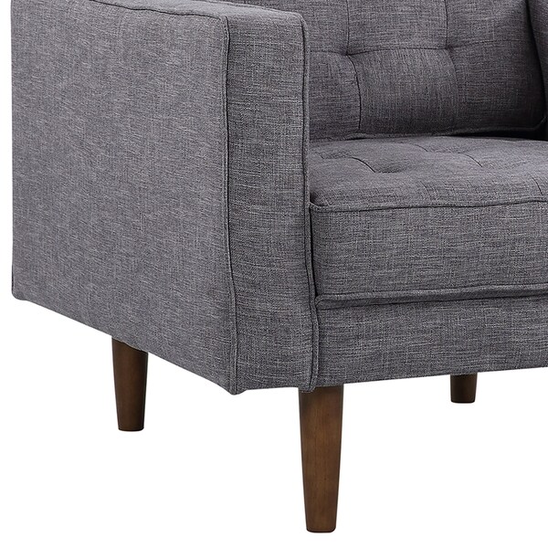 Armen Living Element Mid-Century Modern Chair in Dark Gray Linen and Walnut Legs - LCEL1DG