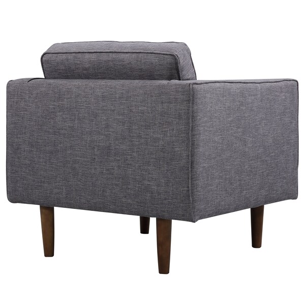 Armen Living Element Mid-Century Modern Chair in Dark Gray Linen and Walnut Legs - LCEL1DG