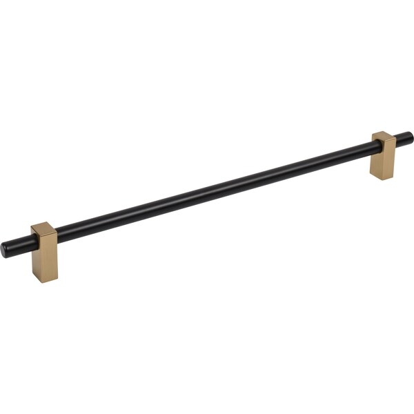 Jeffrey Alexander 305 Mm Center-To-Center Matte Black W/ Satin Bronze Larkin Cabinet Bar Pull - 478-305MBSBZ