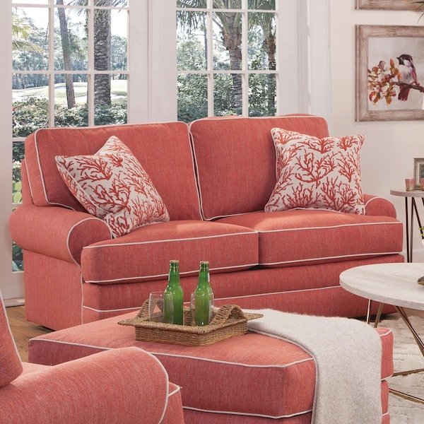 Kd Mobiliario Springs Loveseat with Two Matching Pillows, Coral - KD2195903
