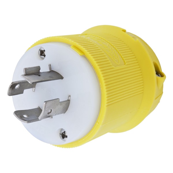 Hubbell Wiring Device-Kellems Locking Devices, Twist-Lock®, Marine Grade, Male Plug, 20A 3-Phase Delta 250V AC, 3-Pole 4-Wire Grounding, L15-20P, Screw Terminal, Yellow - HBL24CM21