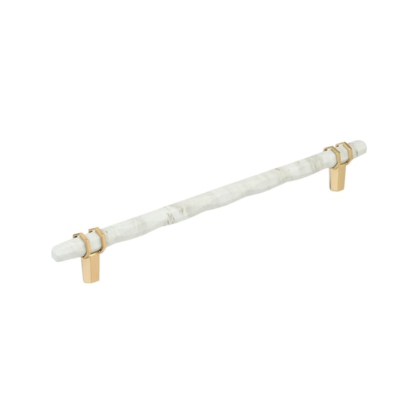 Amerock Carrione 10-1/16 inch 256mm Center-to-Center Marble White/Champagne Bronze Cabinet Pull - BP36664MWCZ