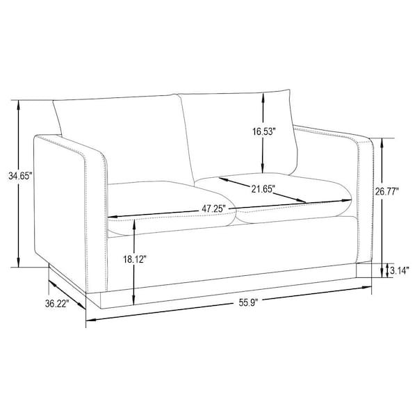 Leisuremod Nervo Upholstered Leather Loveseat with Gold Frame, Grey - NS55GR-L