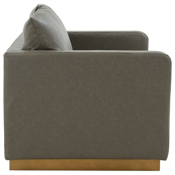 Leisuremod Nervo Upholstered Leather Loveseat with Gold Frame, Grey - NS55GR-L