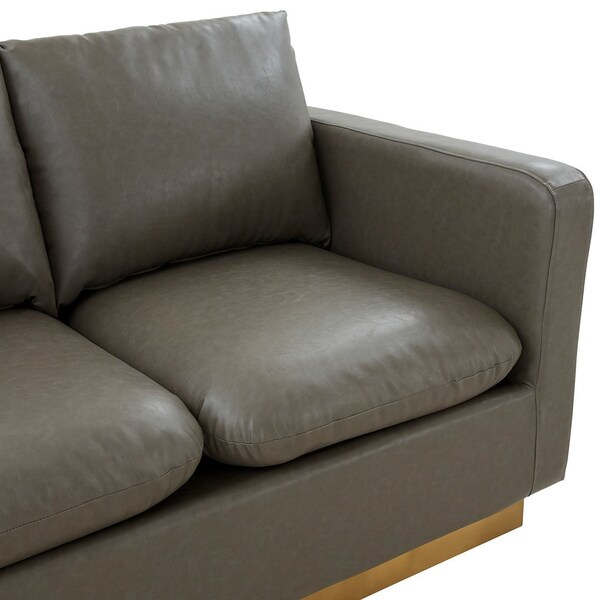 Leisuremod Nervo Upholstered Leather Loveseat with Gold Frame, Grey - NS55GR-L