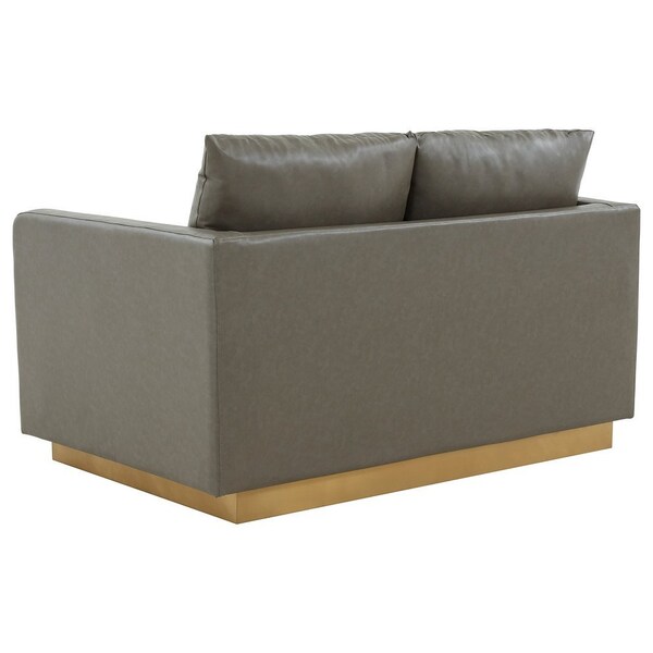 Leisuremod Nervo Upholstered Leather Loveseat with Gold Frame, Grey - NS55GR-L