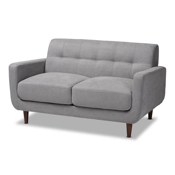 Baxton Studio Allister Mid-Century Light Grey Upholstered Loveseat - 158-9748