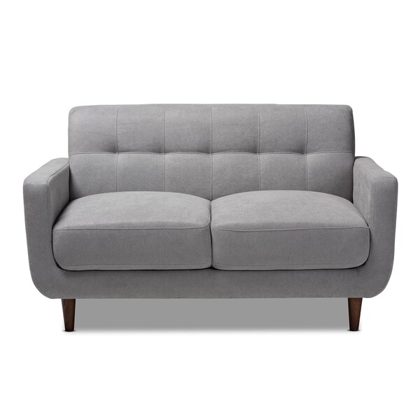 Baxton Studio Allister Mid-Century Light Grey Upholstered Loveseat - 158-9748