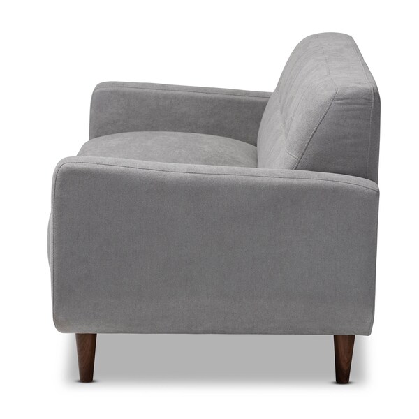 Baxton Studio Allister Mid-Century Light Grey Upholstered Loveseat - 158-9748