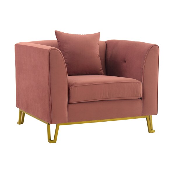 Armen Living Everest Blush Fabric Upholstered Sofa Accent Chair with Brushed Gold Legs - LCEV1BLUSH