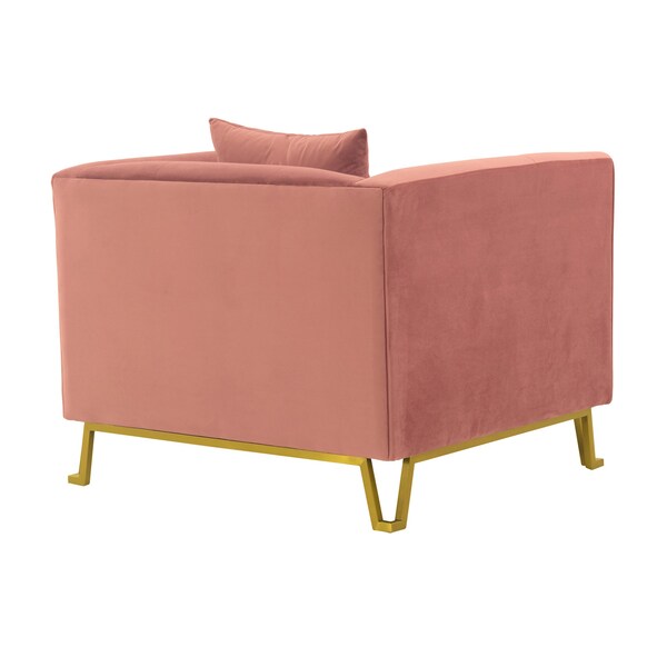 Armen Living Everest Blush Fabric Upholstered Sofa Accent Chair with Brushed Gold Legs - LCEV1BLUSH