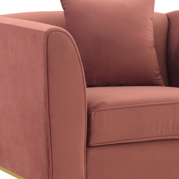 Armen Living Everest Blush Fabric Upholstered Sofa Accent Chair with Brushed Gold Legs - LCEV1BLUSH