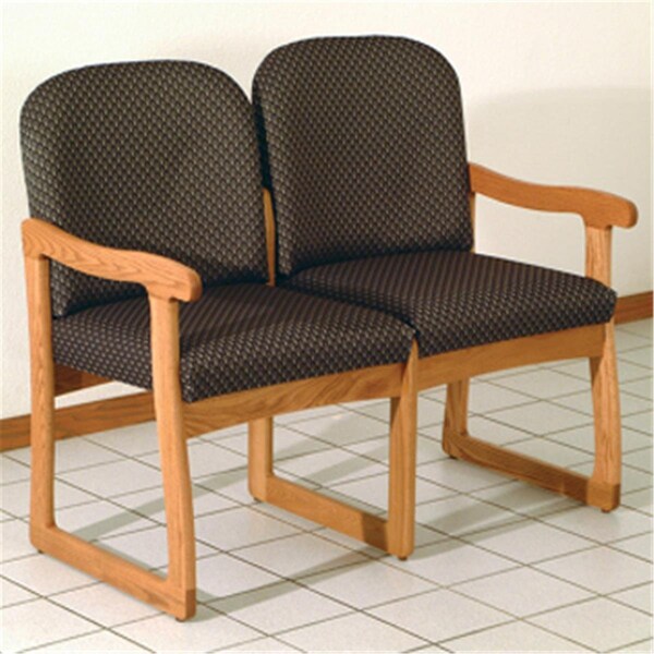 Wooden Mallet Prairie Two Seat Sofa in Medium Oak - Arch Slate - DW8-2MOAS