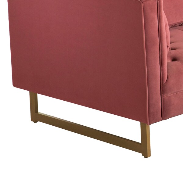 Armen Living Lenox Pink Velvet Modern Sofa with Brass Legs - LCLN3PNK
