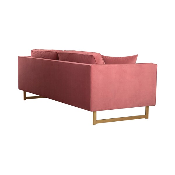 Armen Living Lenox Pink Velvet Modern Sofa with Brass Legs - LCLN3PNK