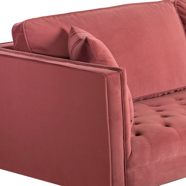 Armen Living Lenox Pink Velvet Modern Sofa with Brass Legs - LCLN3PNK