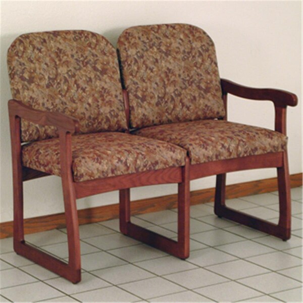 Wooden Mallet Prairie Two Seat Sofa in Mahogany - Watercolor Rose - DW8-2MHWR