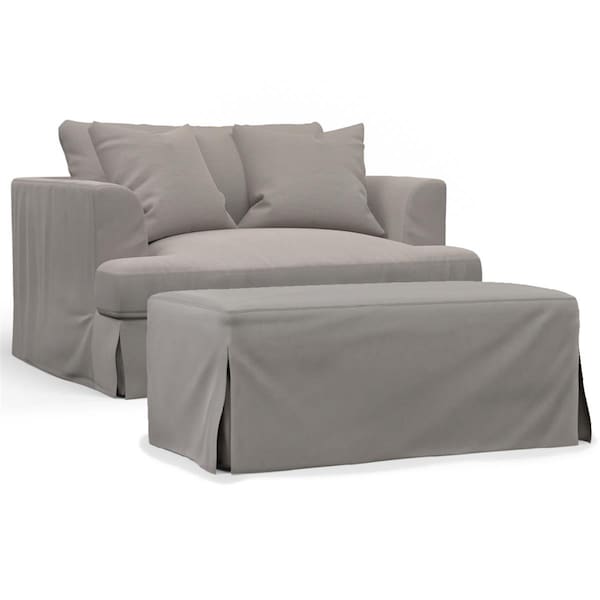 Sunset Trading Newport Slipcovered Chair & A Half Sofa with Ottoman Gray - SY-130015-30-391094
