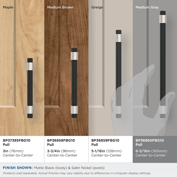 Amerock Mergence 6-5/16 in 160 mm Center-to-Center Matte Black/Satin Nickel Cabinet Pull - BP36860FBG10
