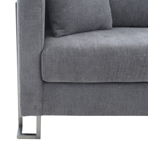 Armen Living Heritage 2 Piece Gray Fabric Upholstered Sofa & Chair Set - SETHTGREY2PC