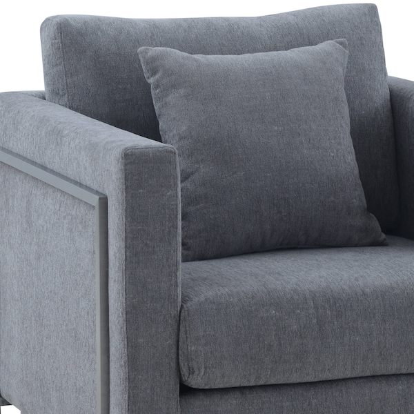 Armen Living Heritage 2 Piece Gray Fabric Upholstered Sofa & Chair Set - SETHTGREY2PC