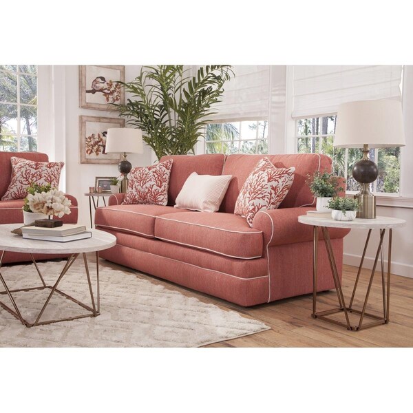 Outdoor Leisure Springs Sleeper Sofa with Three Matching Pillows, Coral - 8-040M-S260C