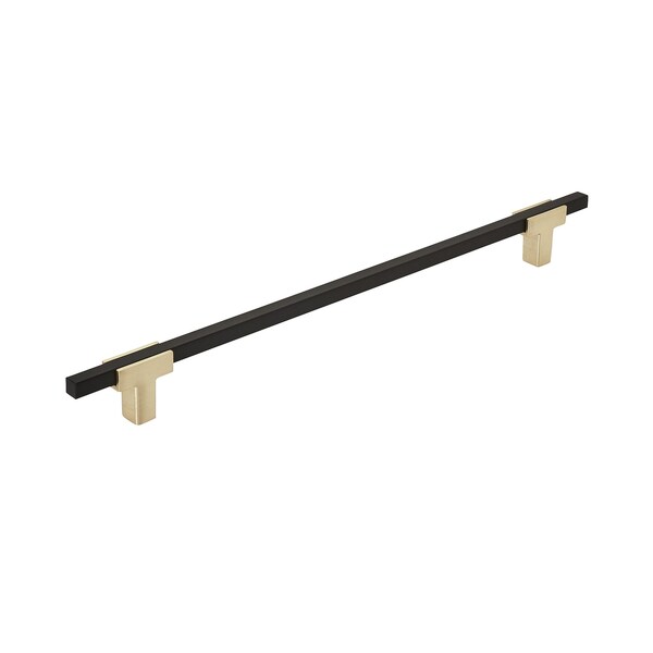 Amerock Urbanite 10-1/16 in 256 mm Center-to-Center Brushed Gold/Matte Black Cabinet Pull - BP778256BGLMB