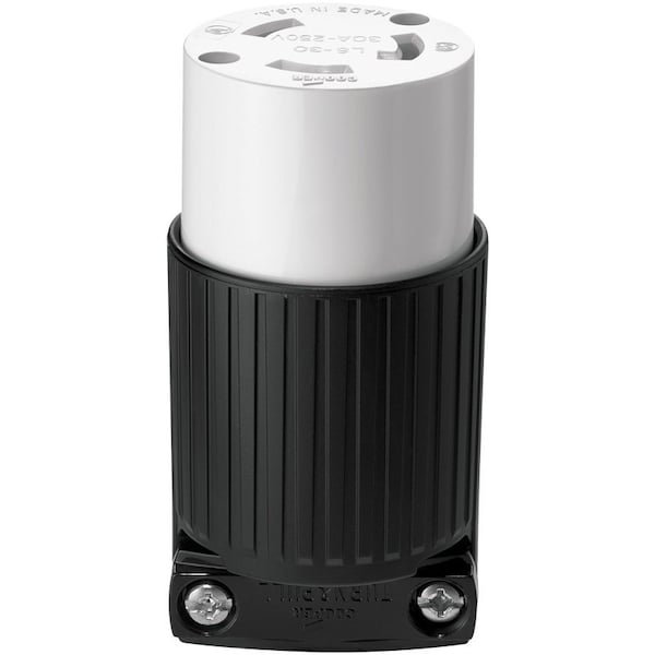 Eaton Wiring Devices Twist Lock Connector, 2 -Pole, 30 A, 250 V, NEMA: NEMA L6-30, Black/White - L630C