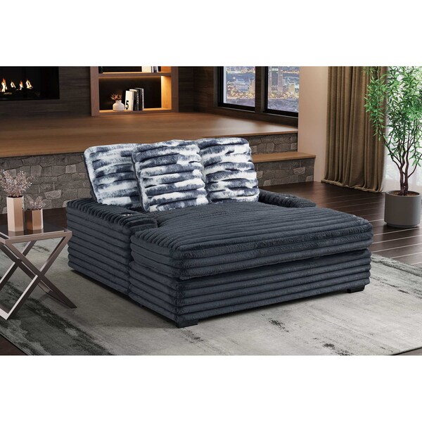 Global Furniture Usa U8291 GREY LOUNGER SOFA WITH USB - 6446