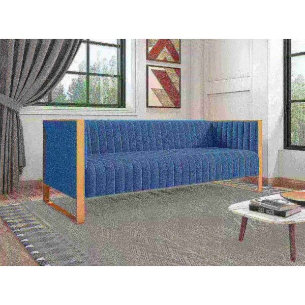 Manhattan Comfort Trillium Sofa in Aqua Blue and Rose Gold - SF009-TL