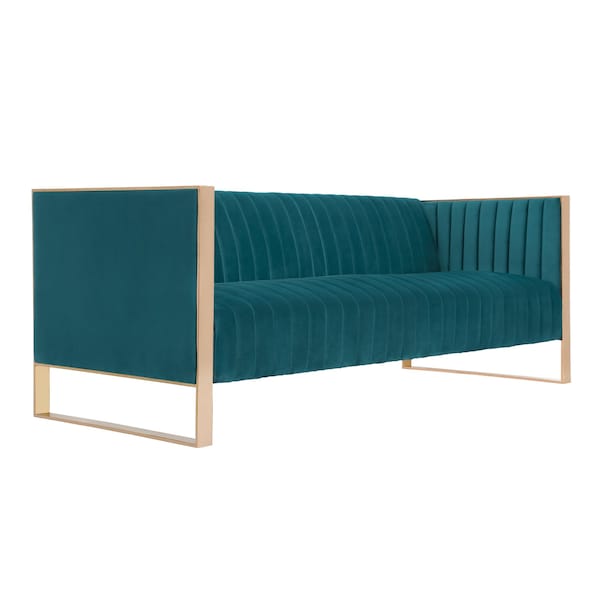 Manhattan Comfort Trillium Sofa in Aqua Blue and Rose Gold - SF009-TL