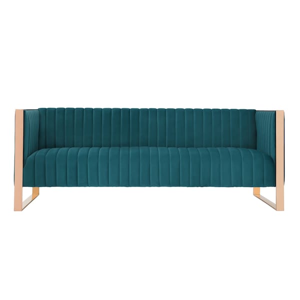 Manhattan Comfort Trillium Sofa in Aqua Blue and Rose Gold - SF009-TL