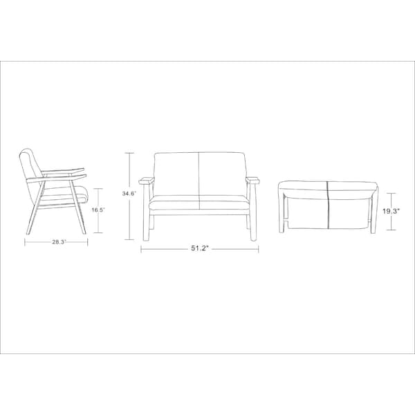 Manhattan Comfort Arch Duke Loveseat in Black and Amber - LS001-BK