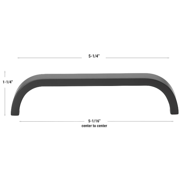 Gliderite Hardware 5-1/16 in. Center to Center Curved Bar Pull Matte Black - 4843-128-MB-1