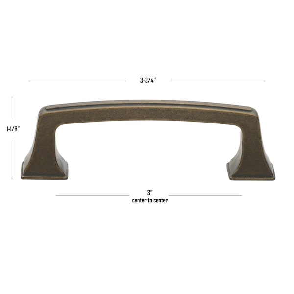 Gliderite Hardware 3 in. Center to Center Classic Base Pull Cabinet Hardware Handle - 87380-AB, 5PK - 87380-AB-5