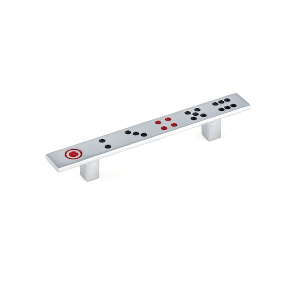 Richelieu 3 3/4 in (96 mm) Center-to-Center Chrome, Dice Pattern Eclectic Drawer Pull - BP797996140