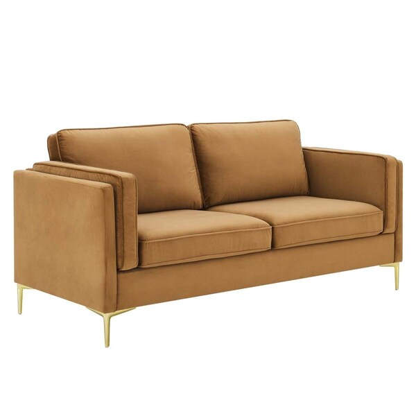 Modway Furniture Kaiya Performance Velvet Sofa, Cognac - EEI-4453-COG