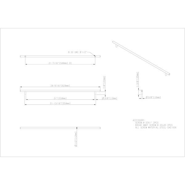 Elements By Hardware Resources 544 mm Center-to-Center Polished Chrome Naples Cabinet Bar Pull - 624PC