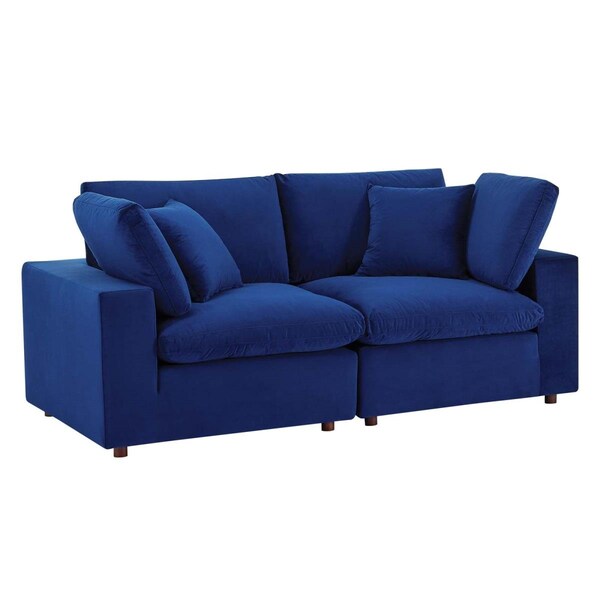 Modway Furniture Modway  Commix Down Filled Overstuffed Performance Velvet Loveseat, Navy - EEI-4816-NAV