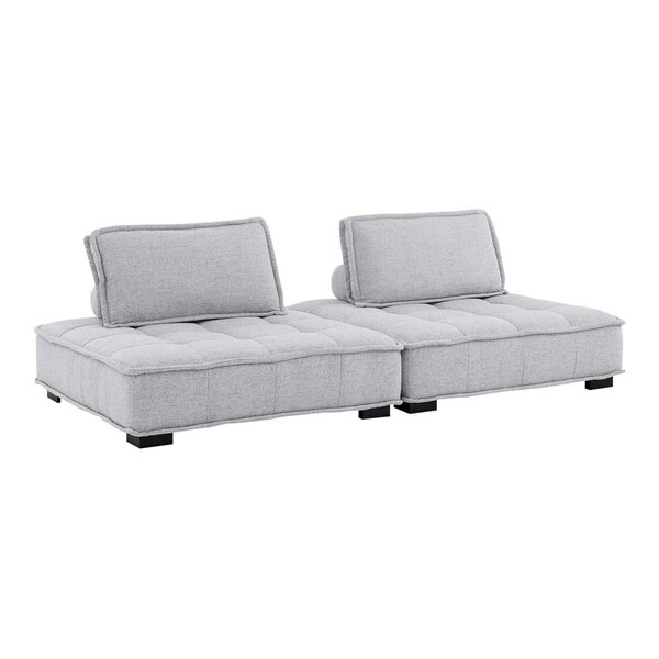 Modway Furniture Saunter Tufted Fabric Fabric Loveseat, Light Gray - 2 Piece - EEI-5204-LGR
