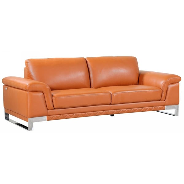 Kd Estanteria Lovely Leather Sofa, Camel - 32 in. - KD3708484