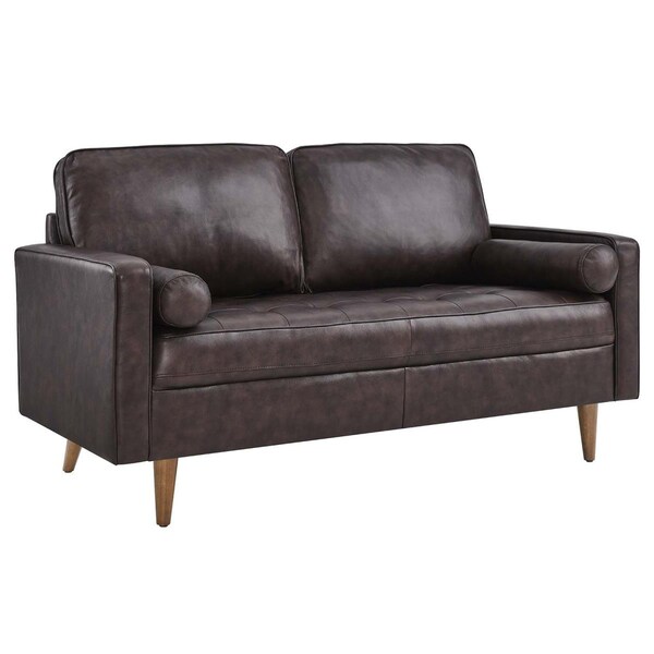 Modway Furniture 33.5 x 61.5 x 32 in. Valour Leather Loveseat, Brown - EEI-5870-BRN
